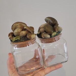 Pair of vintage mushroom canisters